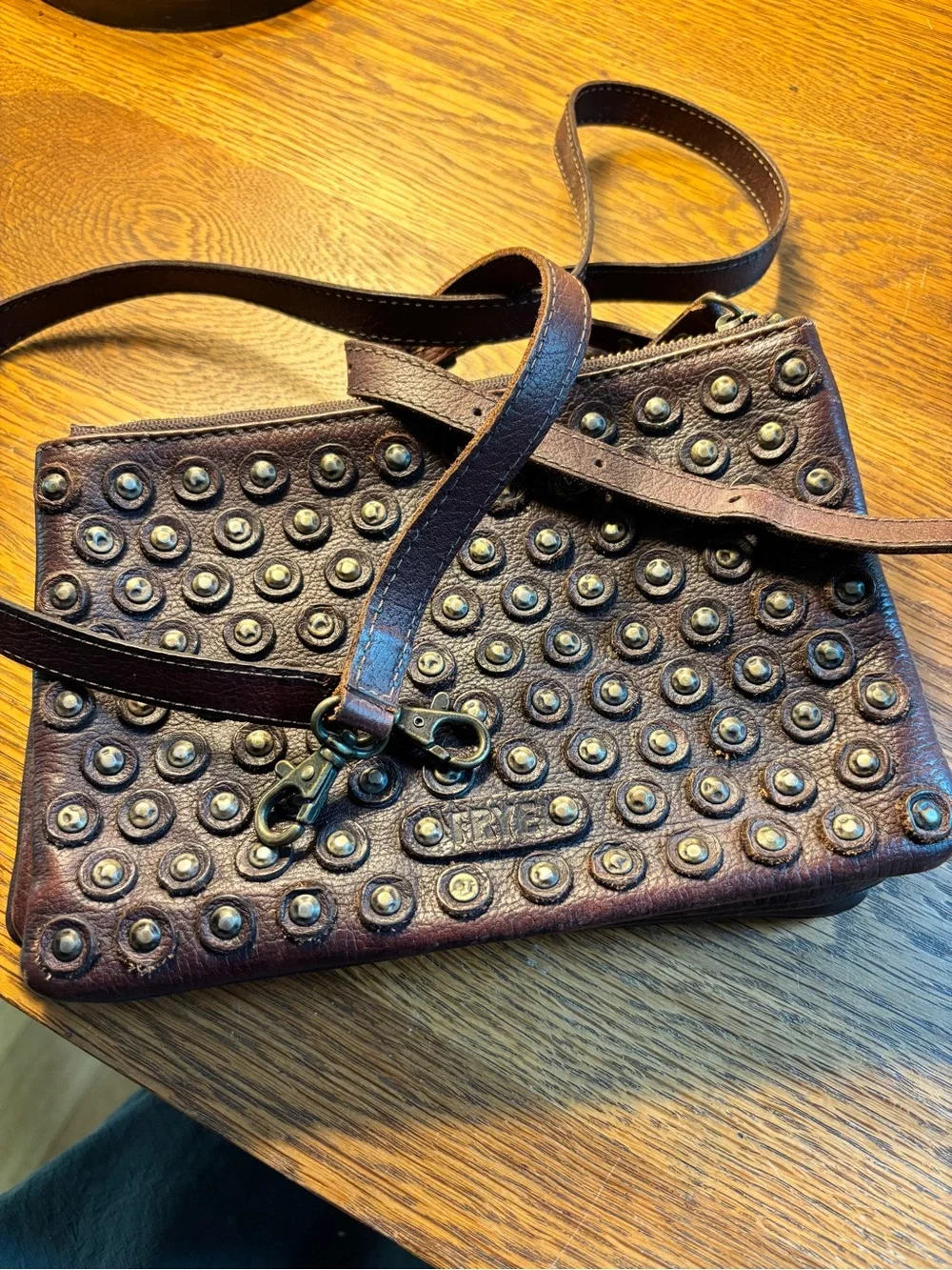 Frye Destroyed Jenna Studded Crossbody Bag